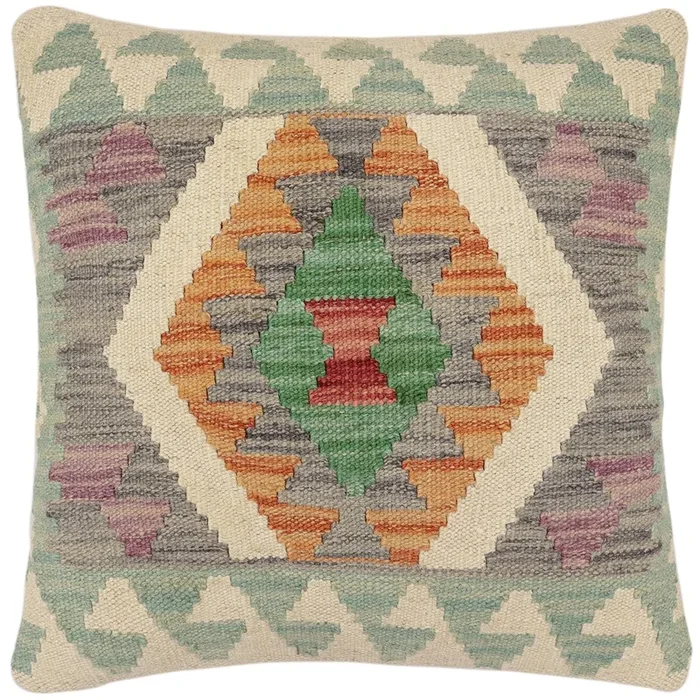 Rustic Luna Turkish Hand-Woven Kilim Pillow