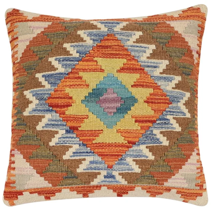 Rustic Marci Turkish Hand-Woven Kilim Pillow