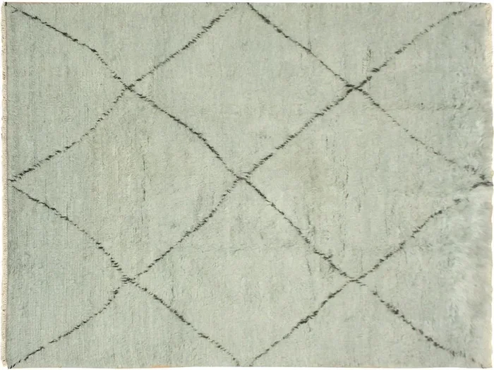 Rustic Moroccan Shenna Lt. Blue/Black Wool Rug – 6’5” x 9’9”