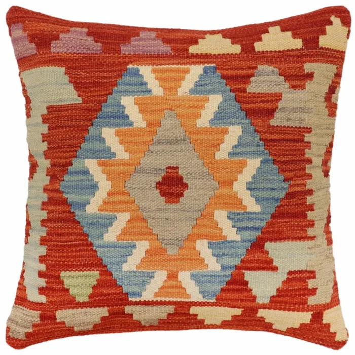 Rustic Schultz Turkish Hand-Woven Kilim Pillow