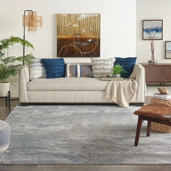 Rustic Textures RUS15 Light Grey Blue Rug