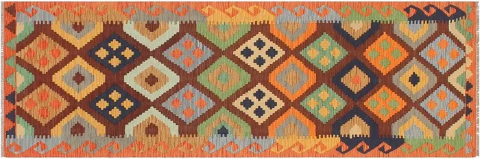 Rustic Turkish Kilim Agripina Hand-Woven Wool Runner – 2’7” x 9’3”