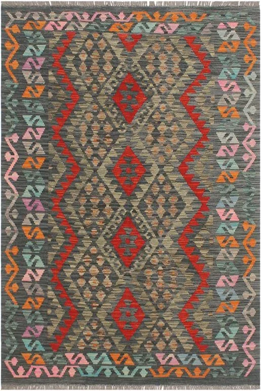 Rustic Turkish Kilim Allyson Hand-Woven Wool Rug – 4’4” x 5’10”
