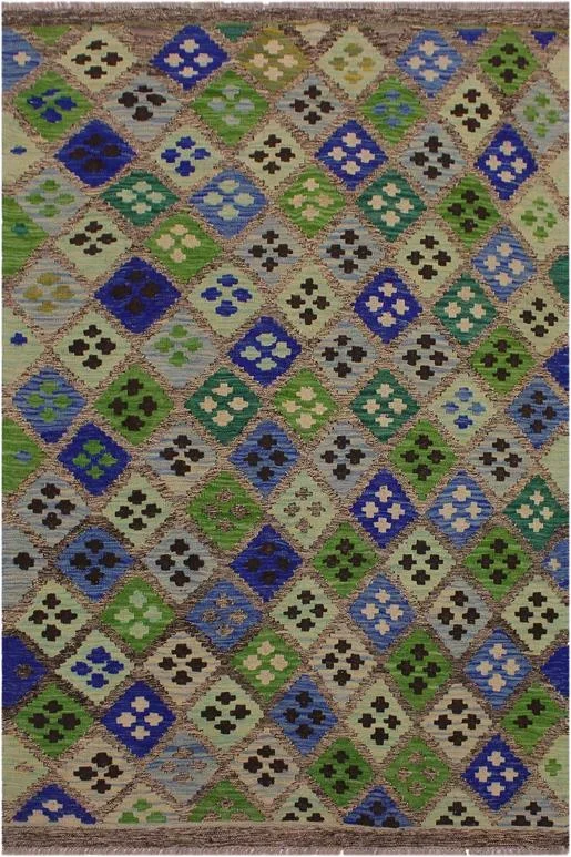 Rustic Turkish Kilim Angelena Hand-Woven Wool Rug – 4’1” x 5’10”