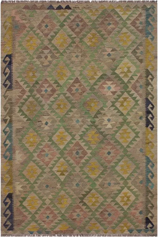 Rustic Turkish Kilim Camila Hand-Woven Wool Rug – 5’6” x 7’10”