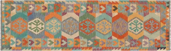 Rustic Turkish Kilim Cecelia Hand-Woven Wool Runner – 2’9” x 10’3”