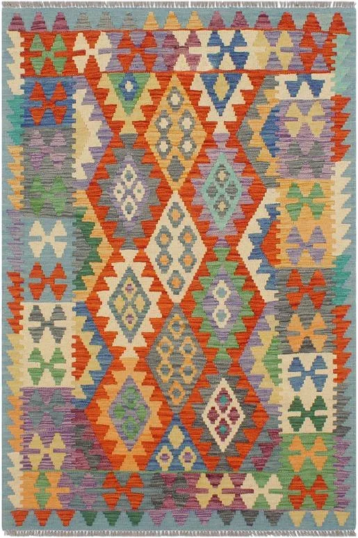 Rustic Turkish Kilim Hank Hand-Woven Wool Rug – 3’3” x 4’11”