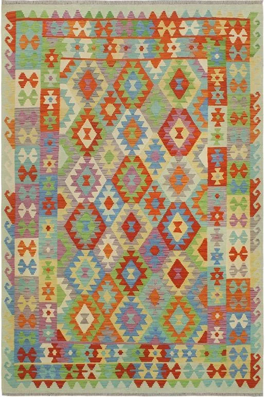 Rustic Turkish Kilim Lowe Hand-Woven Wool Rug – 5’6” x 7’6”