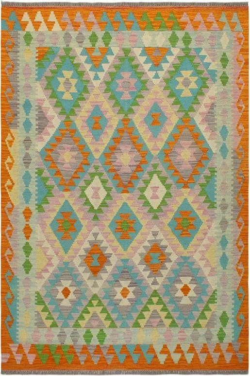 Rustic Turkish Kilim Murphy Hand-Woven Wool Rug – 4’3” x 5’9”