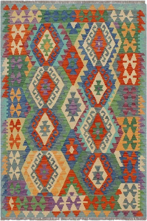 Rustic Turkish Kilim Remedios Hand-Woven Wool Rug – 3’4” x 4’10”