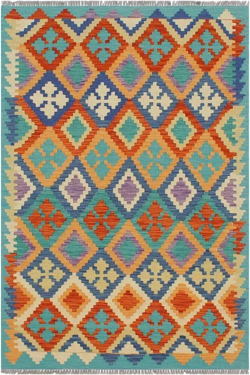 Rustic Turkish Kilim Sheree Hand-Woven Wool Rug – 3’5” x 5’1”