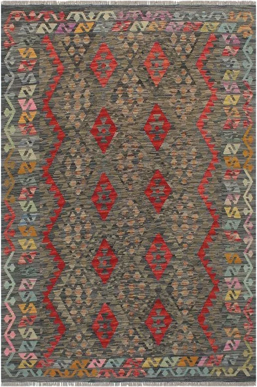 Rustic Turkish Kilim Yuri Hand-Woven Wool Rug – 5’1” x 6’6”
