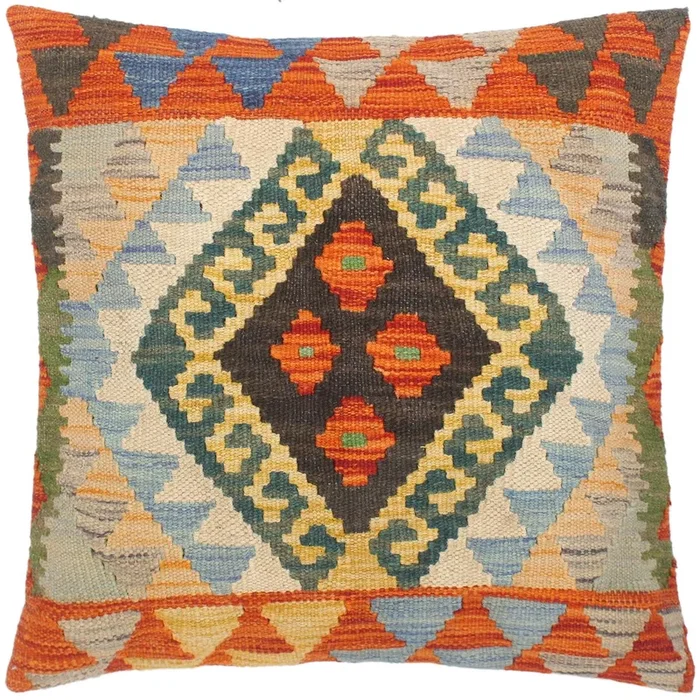 Rustic Turkish Octavia Hand Woven Kilim Throw Pillow