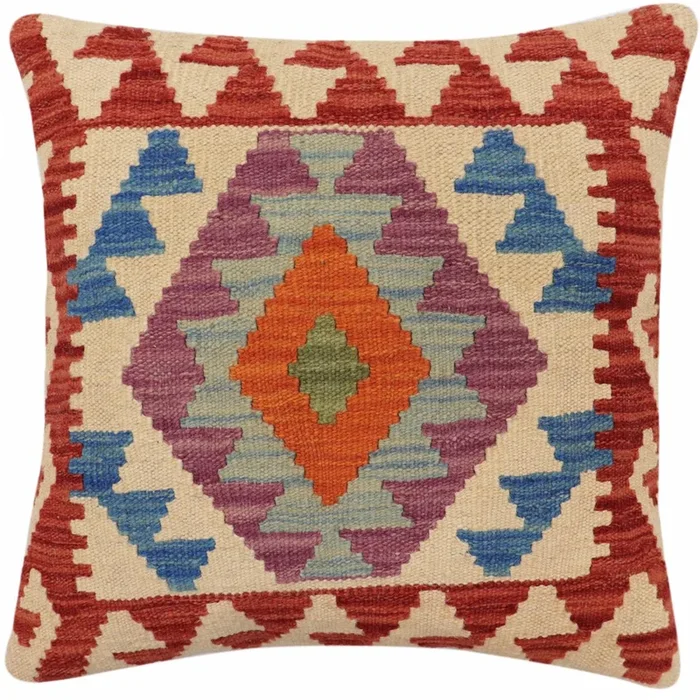 Rustic Wiley Turkish Hand-Woven Kilim Pillow