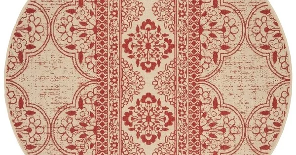 Safavieh Beach House BHS174 Red / Creme 4′ X 4′ Round Area Rug