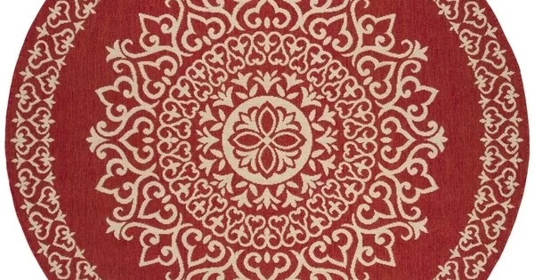 Safavieh Beach House BHS183 Red / Creme 4′ X 4′ Round Area Rug
