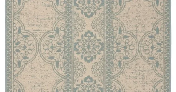 Safavieh Linden Aqua / Cream LND174 4 ft. X 6 ft. Rectangle Rug