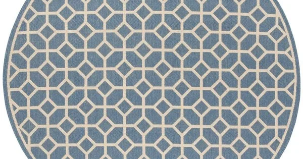 Safavieh Linden Blue / Creme LND127 6 ft. 7 in. X 6 ft. 7 in. Round Rug