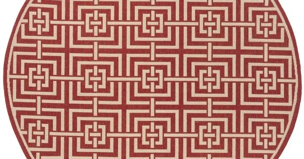 Safavieh Linden Red / Creme LND128 6 ft. 7 in. X 6 ft. 7 in. Round Rug