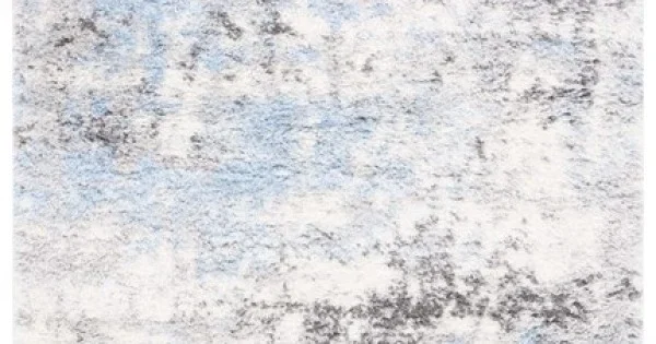 Safavieh Lindsay Shag Grey / Blue Ivory LNS556 5 ft. 3 in. X 7 ft. 6 in. Rectangle Rug