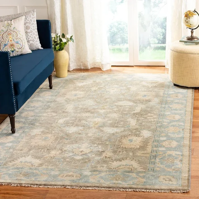 SAFAVIEH Oushak Collection Area Rug – 6′ x 9′, Brown & Blue, Hand-Knotted Traditional Oriental Wool, Ideal for High Traffic Areas in Living Room, Bedroom (OSH562A)