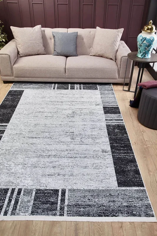 Samira Geometric Design Black Gray Contemporary Boho Decor Rug