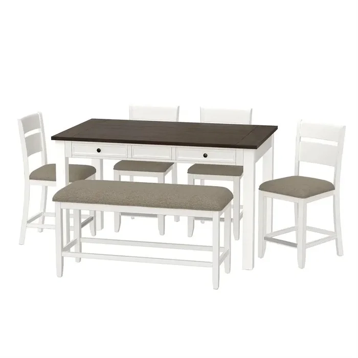 Sarasota 6 Piece Gathering Height Table Set Cocoa & Milk White