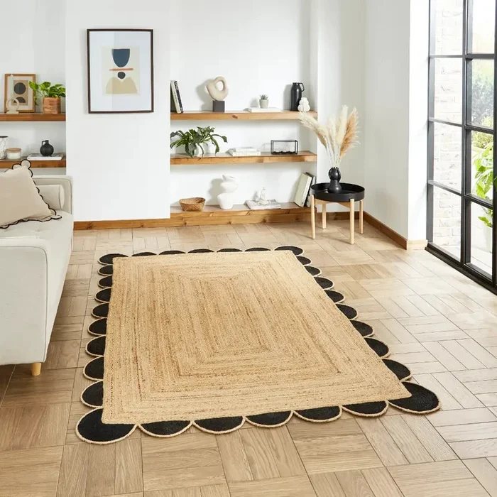 Savannah Jute Scallop Black Natural Rug