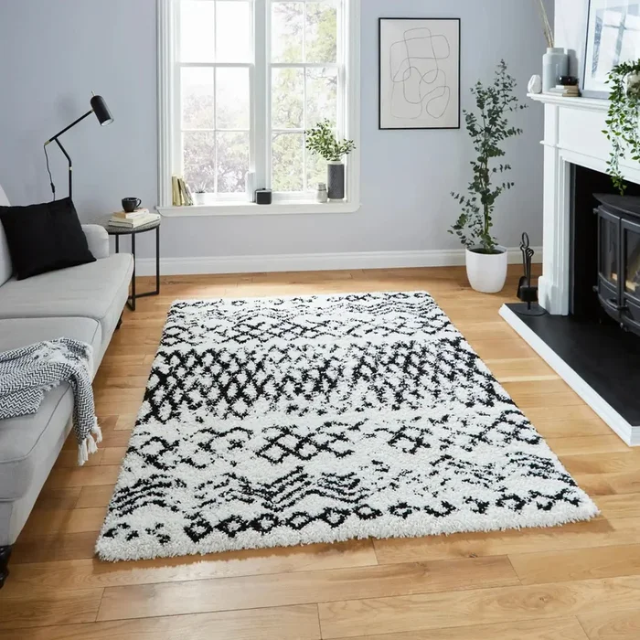 Scandi Berber G271 White Black Rug