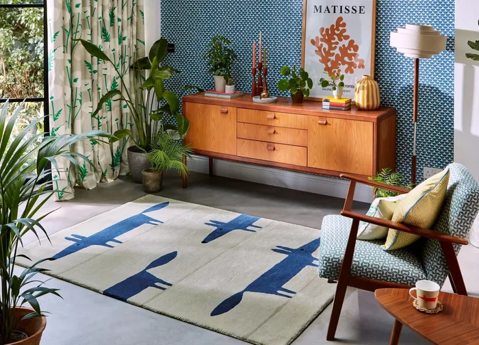 Scion Hand Tufted Mr Fox Pebble Denim 025328 Rug