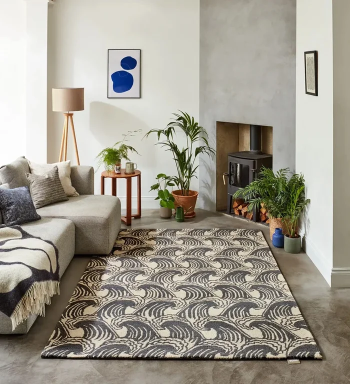 Scion Screen Printed Ride The Wave Liquorice 125605 Rug