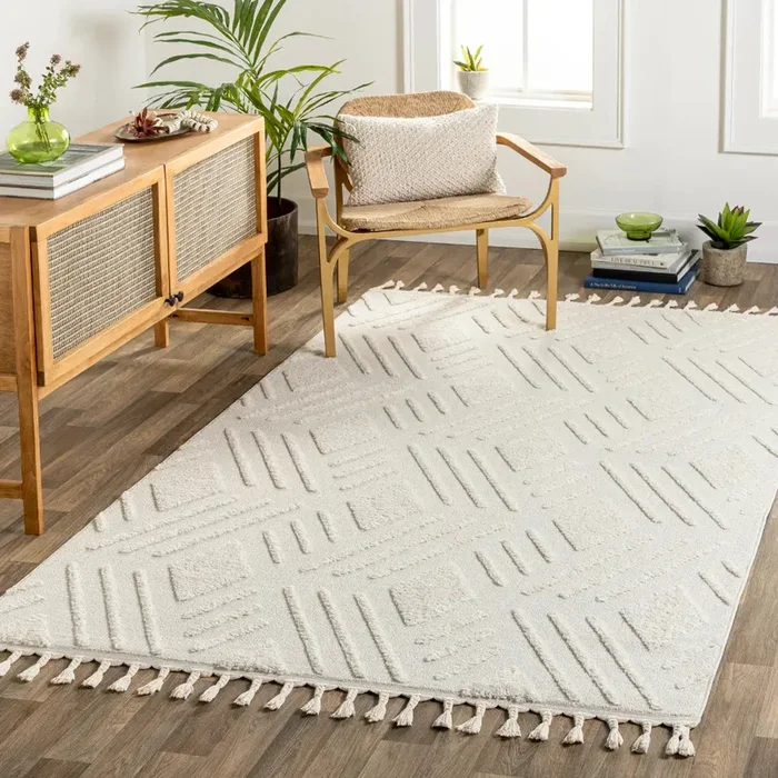 SELENE Berber High Pile Geometric Ivory Rug