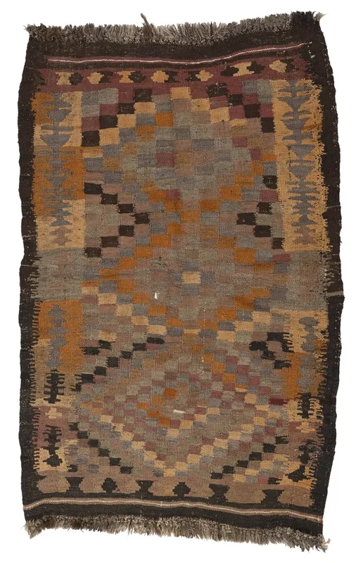 SEMI ANTIQUE AFGHAN MAIMANA KILIM 2’9″ X 4’2″