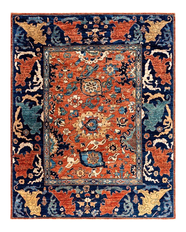 Serapi, One-of-a-Kind Hand-Knotted Area Rug – Orange, 7′ 11″ x 9′ 11″