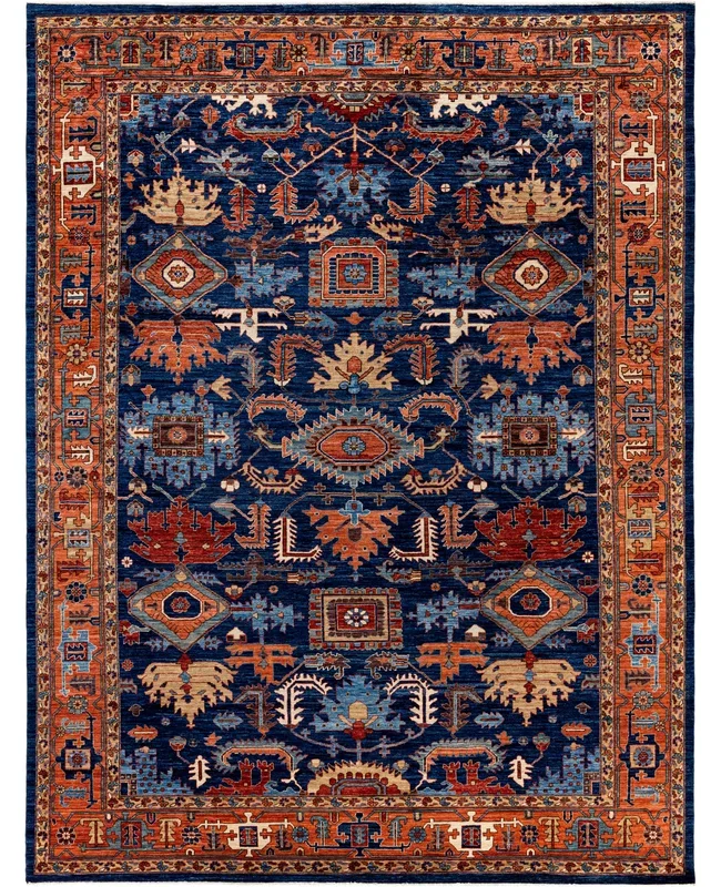 Serapi One of a kind Wool Blue Area Rug 8′ 11″ x 11′ 9″