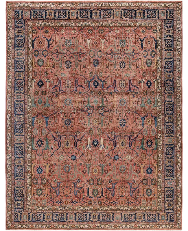 Serapi One-of-a-Kind Wool Pink Area Rug 9′ 1″ x 11′ 11″