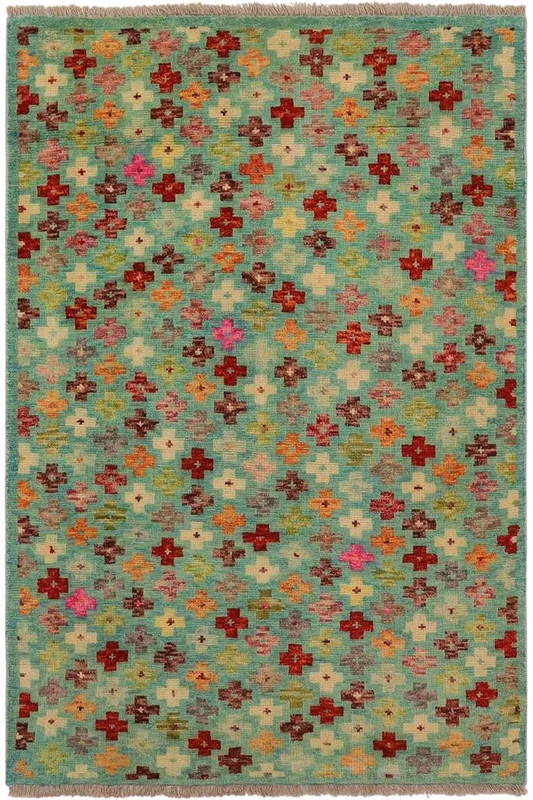 Shabby Chic Balochi Kaylyn Blue/Rust Wool Rug – 3’2” x 5’1”