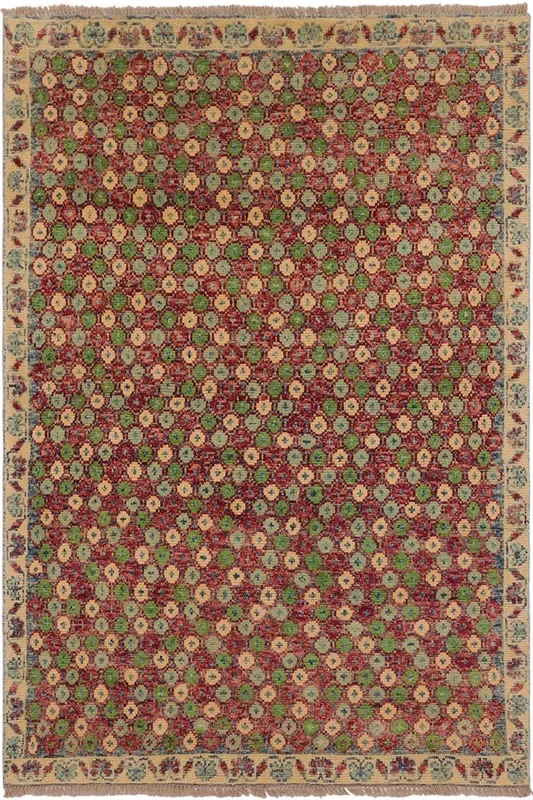 Shabby Chic Balochi Yareli Red/Beige Wool Rug – 4’0” x 5’11”