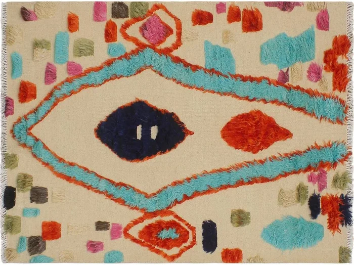 Shabby Chic Moroccan High-Low Pile Hawkins Wool Rug – 4’1” x 6’2”