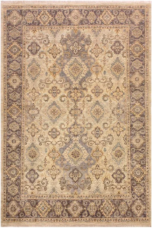 Shabby Chic Ziegler Avis Light Blue/Dark Gray Wool Rug – 5’6” x 7’0”