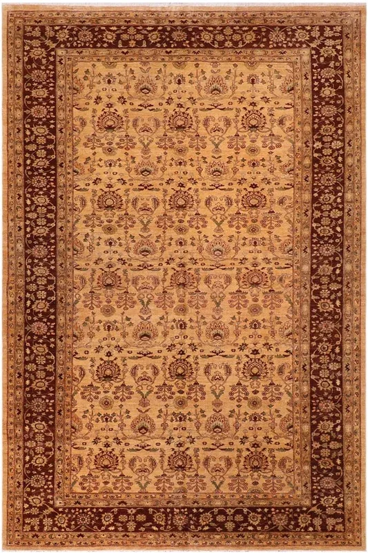 Shabby Chic Ziegler Basilia Light Gold/Brown Wool Rug – 10’1” x 15’8”