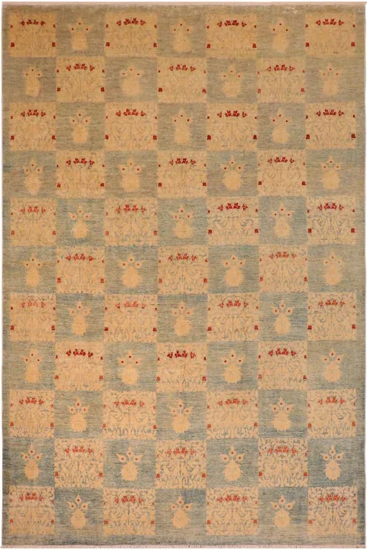 Shabby Chic Ziegler Drake Blue/Tan Wool Rug – 9’10” x 13’10”