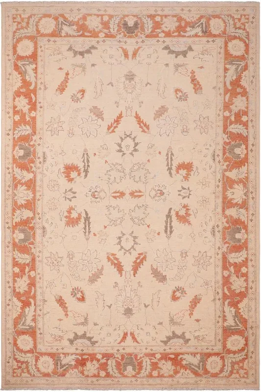 Shabby Chic Ziegler Eartha Tan/Rust Wool Rug – 6’6” x 9’9”