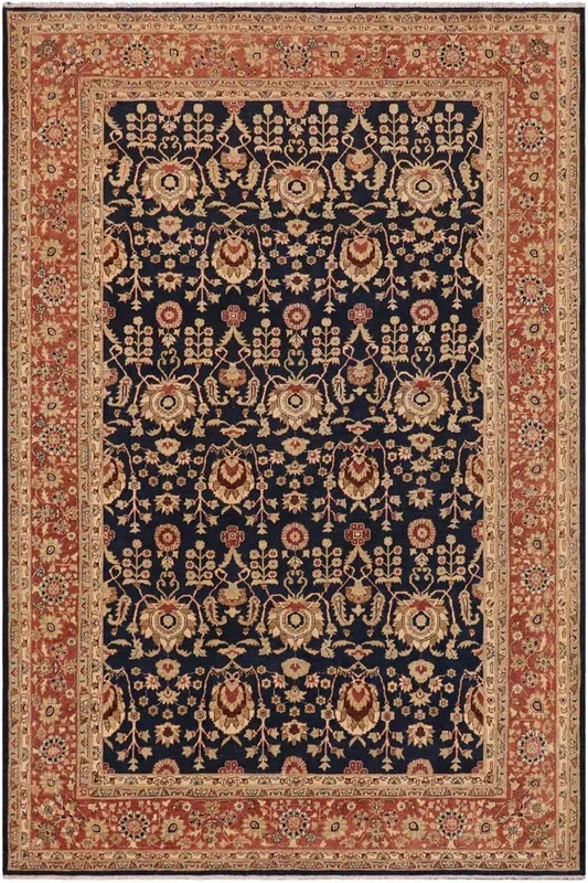 Shabby Chic Ziegler Eliz Blue/Brown Wool Rug – 9’1” x 12’0”