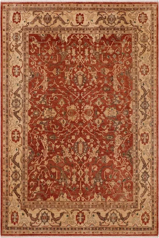 Shabby Chic Ziegler Inez Rust/Beige Wool Rug – 8’10” x 11’10”