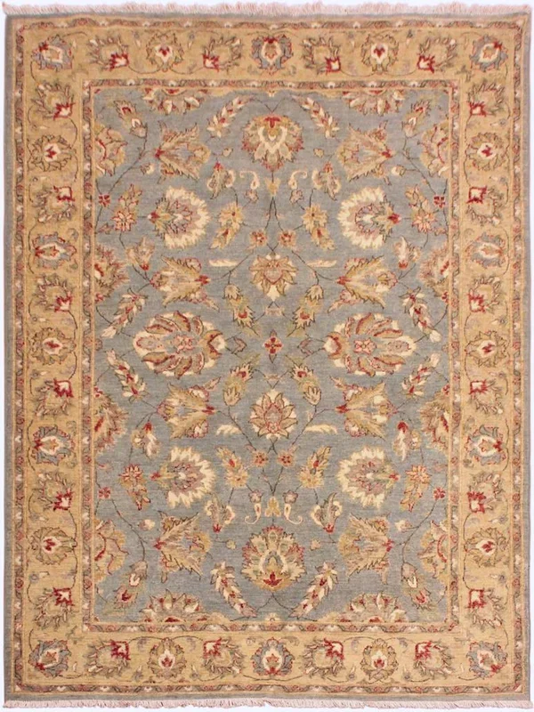 Shabby Chic Ziegler Iraida Light Gray/Gold Wool Rug – 4’10” x 6’11”