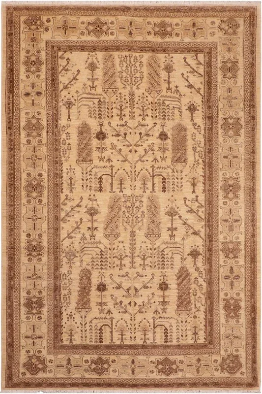 Shabby Chic Ziegler Janene Beige/Brown Wool Rug – 6’1” x 9’2”