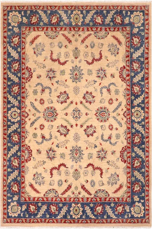Shabby Chic Ziegler Joey Beige/Blue Wool Rug – 8’0” x 9’10”