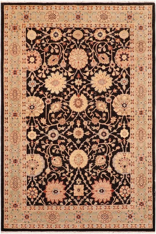Shabby Chic Ziegler Julee Black/Green Wool Rug – 5’11” x 8’10”
