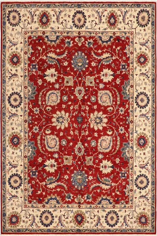 Shabby Chic Ziegler Kareem Red/Ivory Wool Rug – 8’3” x 9’7”